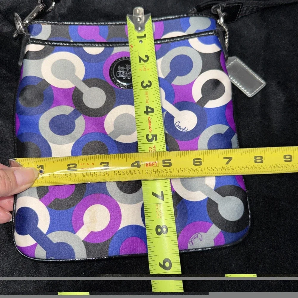 Coach Alex Op Art Purple Bright Multi-color Crossbody Bag Designer